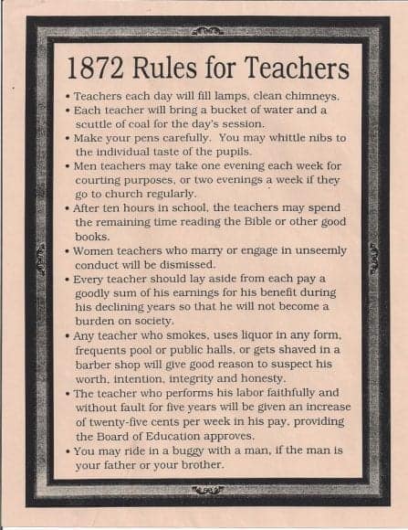 Rules for teachers 1872