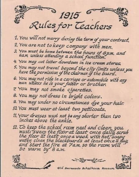 Rules for teachers 1915