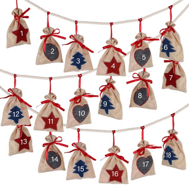 Reusable burlap sack advent calendar you can fill with your own surprises.
